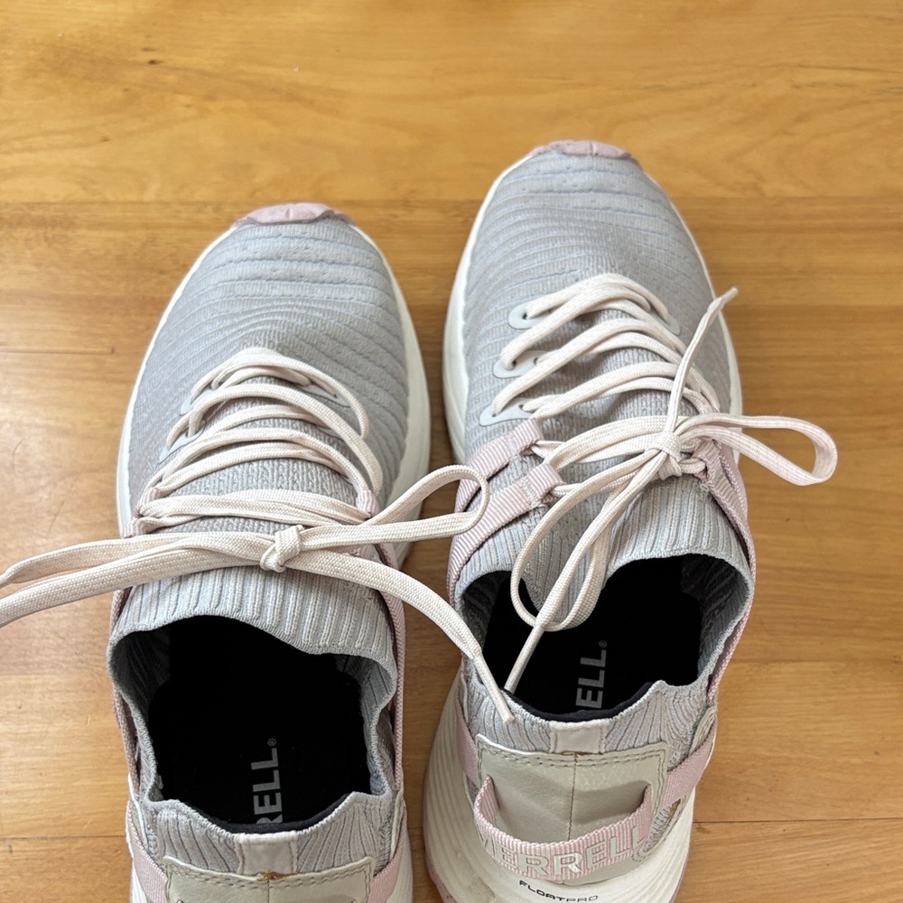 Merrell Embark Lace Sneakers Women's size 11 Wide Pink Rose Gray Vibram Sole EUC - Picture 4 of 10